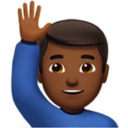 man raising hand: medium-dark skin tone emoji