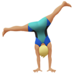 man cartwheeling: medium-light skin tone emoji