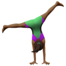 woman cartwheeling: medium-dark skin tone emoji
