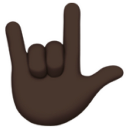 love-you gesture: dark skin tone emoji