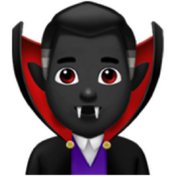 man vampire: dark skin tone emoji