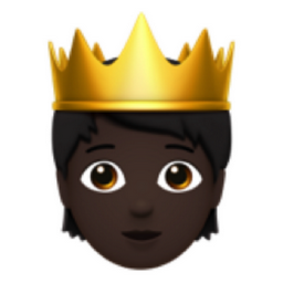person with crown: dark skin tone emoji