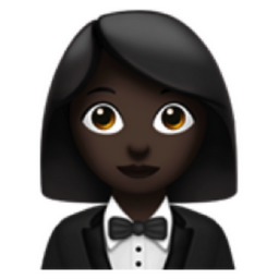 woman in tuxedo: dark skin tone emoji