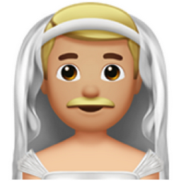 man with veil: medium-light skin tone emoji