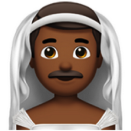 man with veil: medium-dark skin tone emoji
