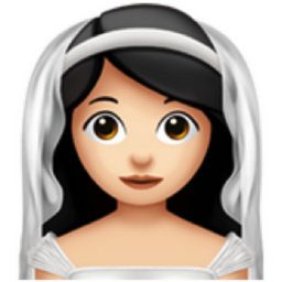 woman with veil: light skin tone emoji