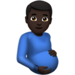 pregnant man: dark skin tone emoji