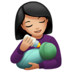 woman feeding baby: light skin tone emoji