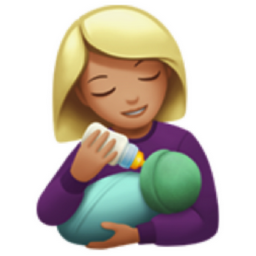 woman feeding baby: medium-light skin tone emoji