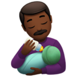 man feeding baby: medium-dark skin tone emoji