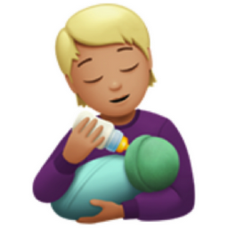 person feeding baby: medium-light skin tone emoji