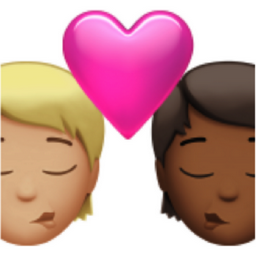 kiss: person, person, medium-light skin tone, medium-dark skin tone emoji