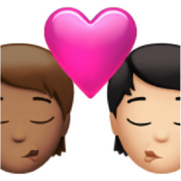 kiss: person, person, medium skin tone, light skin tone emoji