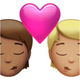 kiss: person, person, medium skin tone, medium-light skin tone emoji