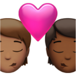 kiss: person, person, medium skin tone, medium-dark skin tone emoji