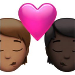 kiss: person, person, medium skin tone, dark skin tone emoji