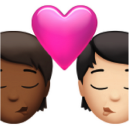 kiss: person, person, medium-dark skin tone, light skin tone emoji