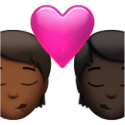 kiss: person, person, medium-dark skin tone, dark skin tone emoji