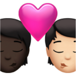 kiss: person, person, dark skin tone, light skin tone emoji