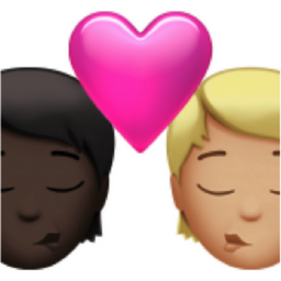 kiss: person, person, dark skin tone, medium-light skin tone emoji