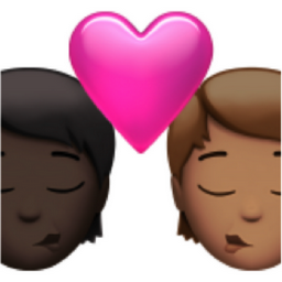 kiss: person, person, dark skin tone, medium skin tone emoji