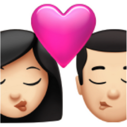 kiss: woman, man, light skin tone emoji