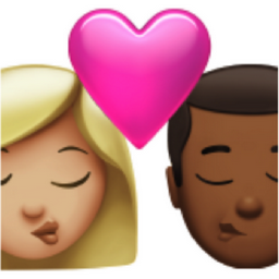 kiss: woman, man, medium-light skin tone, medium-dark skin tone emoji