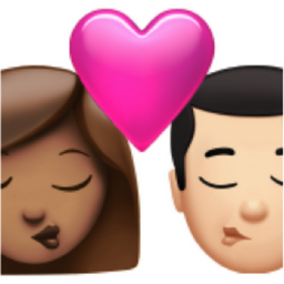 kiss: woman, man, medium skin tone, light skin tone emoji
