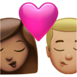 kiss: woman, man, medium skin tone, medium-light skin tone emoji