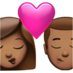 kiss: woman, man, medium skin tone emoji