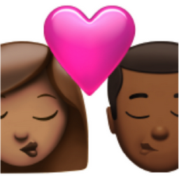 kiss: woman, man, medium skin tone, medium-dark skin tone emoji