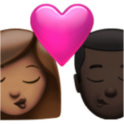 kiss: woman, man, medium skin tone, dark skin tone emoji