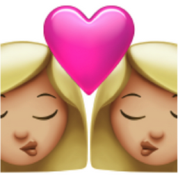 kiss: woman, woman, medium-light skin tone emoji