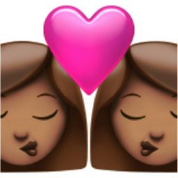 kiss: woman, woman, medium skin tone emoji