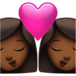 kiss: woman, woman, medium-dark skin tone emoji