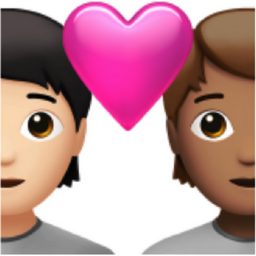 couple with heart: person, person, light skin tone, medium skin tone emoji