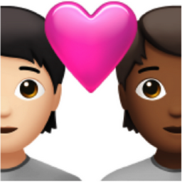 couple with heart: person, person, light skin tone, medium-dark skin tone emoji
