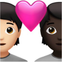 couple with heart: person, person, light skin tone, dark skin tone emoji
