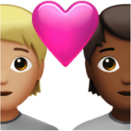 couple with heart: person, person, medium-light skin tone, medium-dark skin tone emoji
