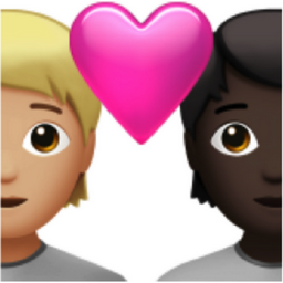 couple with heart: person, person, medium-light skin tone, dark skin tone emoji