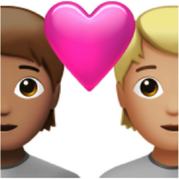couple with heart: person, person, medium skin tone, medium-light skin tone emoji
