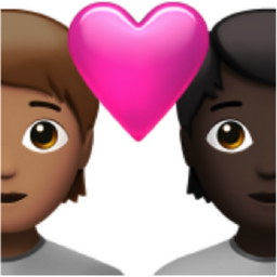 couple with heart: person, person, medium skin tone, dark skin tone emoji