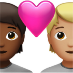 couple with heart: person, person, medium-dark skin tone, medium-light skin tone emoji