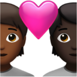 couple with heart: person, person, medium-dark skin tone, dark skin tone emoji