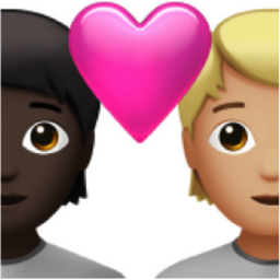 couple with heart: person, person, dark skin tone, medium-light skin tone emoji