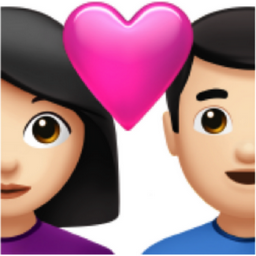 couple with heart: woman, man, light skin tone emoji