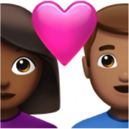 couple with heart: woman, man, medium-dark skin tone, medium skin tone emoji