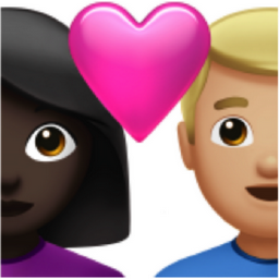 couple with heart: woman, man, dark skin tone, medium-light skin tone emoji