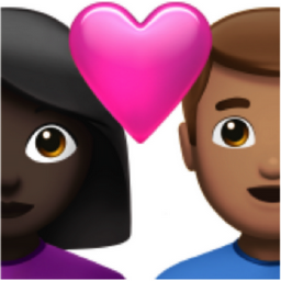 couple with heart: woman, man, dark skin tone, medium skin tone emoji