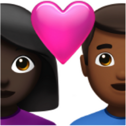 couple with heart: woman, man, dark skin tone, medium-dark skin tone emoji